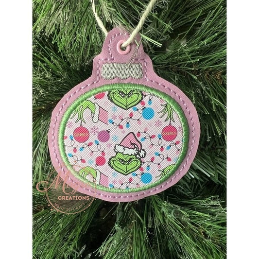 Faux Leather Grinch Christmas Ornament