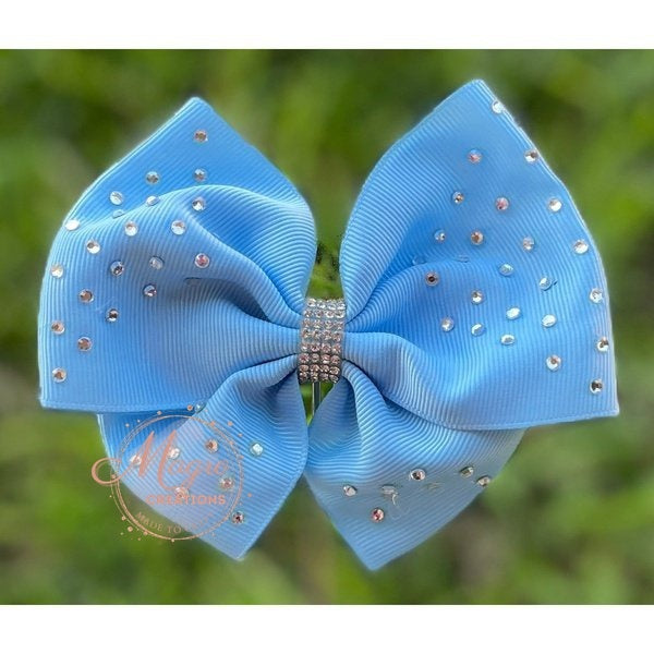 Bedazzled Baby Blue Ribbon Hair Bow