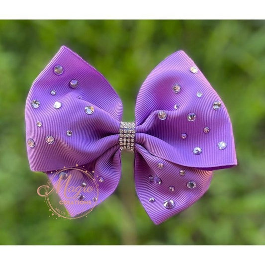 Bedazzled Lilac Ribbon Hair Bow