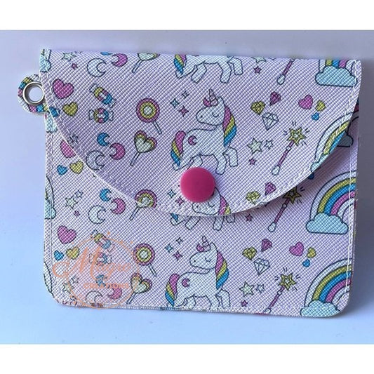 Unicorn Faux Leather Coin Purse Small Zipper Pouch Wallet Keychain