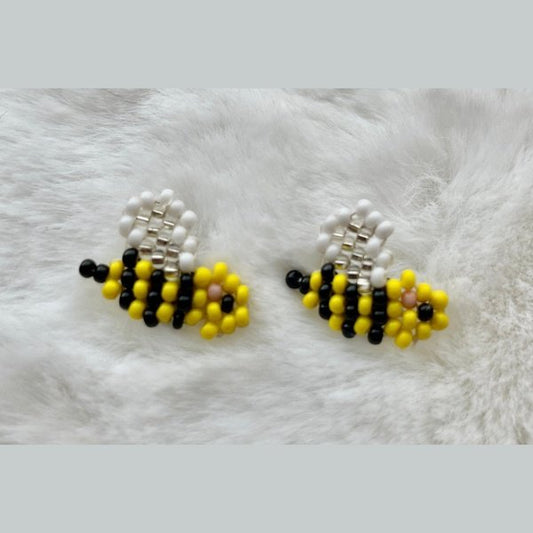 Bee Animal Beaded Stud Earrings