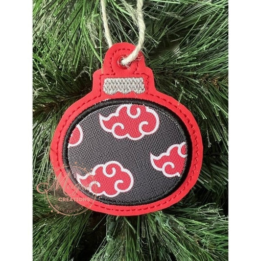 Faux Leather Red Clouds Christmas Ornament
