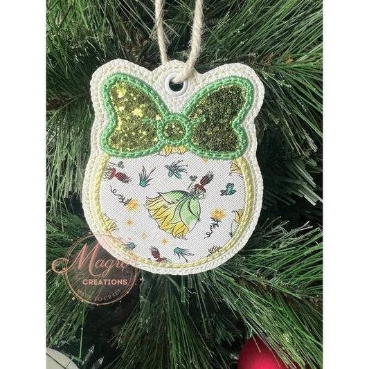 Faux Leather Princess and the Frog Christmas Ornament