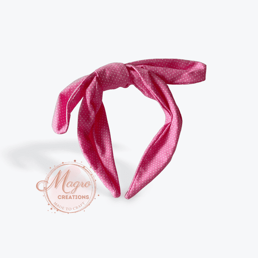 Pink Polka Dotted Knotted Headband