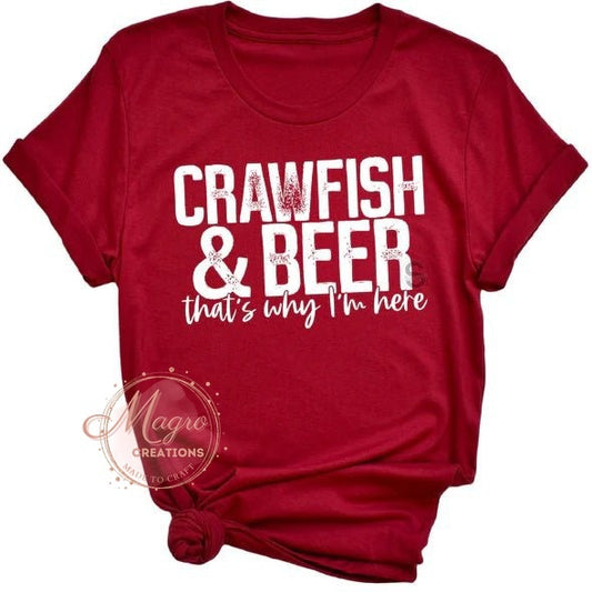 Screen Printed Adult T-Shirt "Crawfish and Beer"