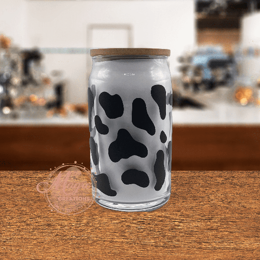 Cow Print Libbey Glass Drink Cup