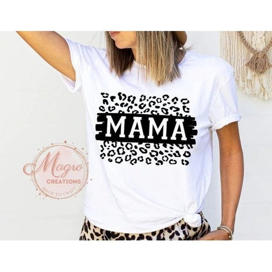 Screen Printed Adult Mama Leopard T-Shirt