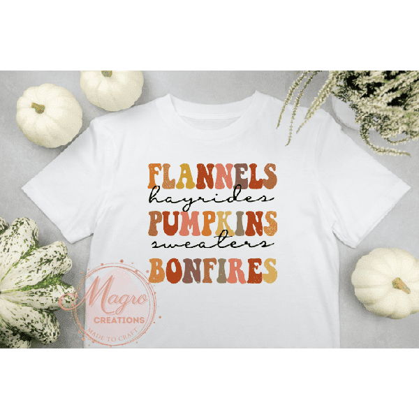 Flannel Pumpkin and Bonfires Fall Shirt HTV Transfer Print
