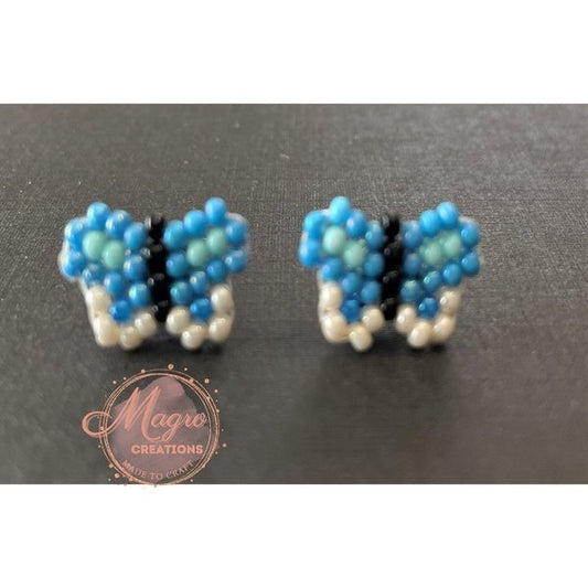 Blue Butterfly Beaded Earrings