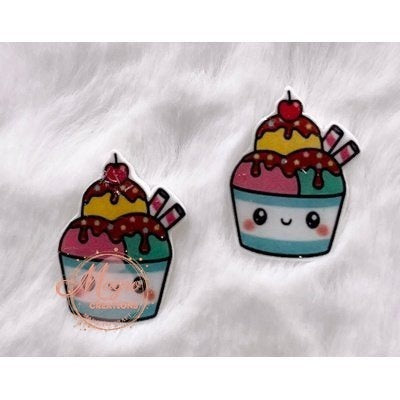 Cartoon Ice Cream in a Cup Acrylic Stud Earrings