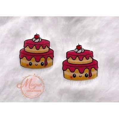 Cartoon Cherry Cake Acrylic Stud Earrings