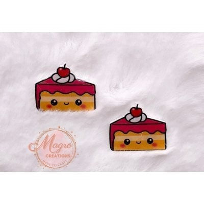 Cartoon Cherry Slice Cake Acrylic Stud Earrings