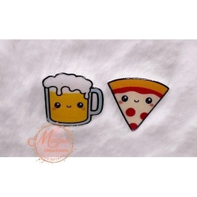Cartoon Beer and Pizza Acrylic Stud Earrings