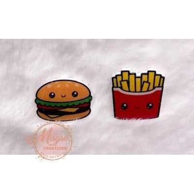 Cartoon Burger and Fries Acrylic Stud Earrings