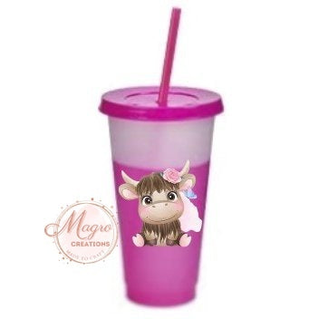 Customized Cute Bull Animal Character Color Changing Drink Cup