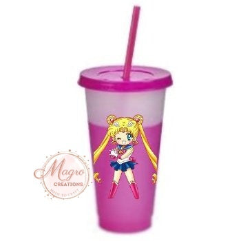 Customized Space Girl Moon Character Color Changing Drink Cup