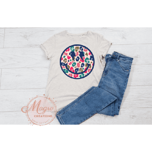 Colorful Smiley Face Shirt HTV Transfer Print